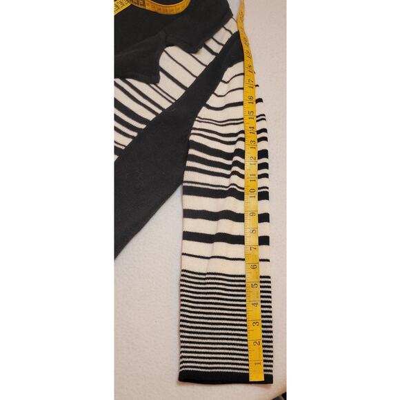 Cable & Gauge Womens Thin Cardigan Sweater M Black White Y2K Minimalist Preppy - Picture 6 of 9